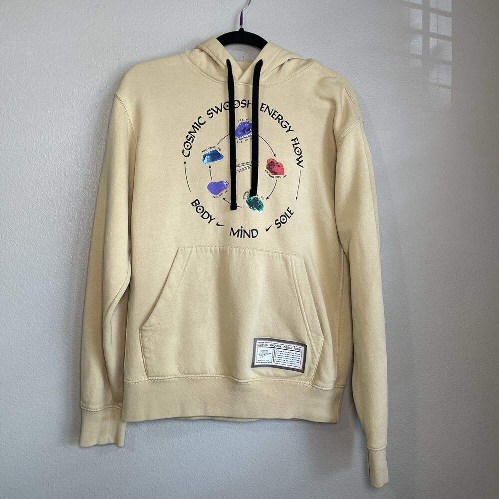Nike Sportswear Club Fleece Men Pullover Hoodie Sesame Beige Small Cosmic Swoosh